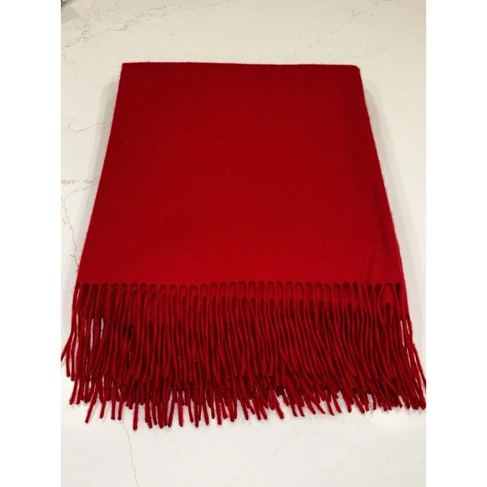 NWOT Williams Sonoma Cashmere Throw Fringe Red 50